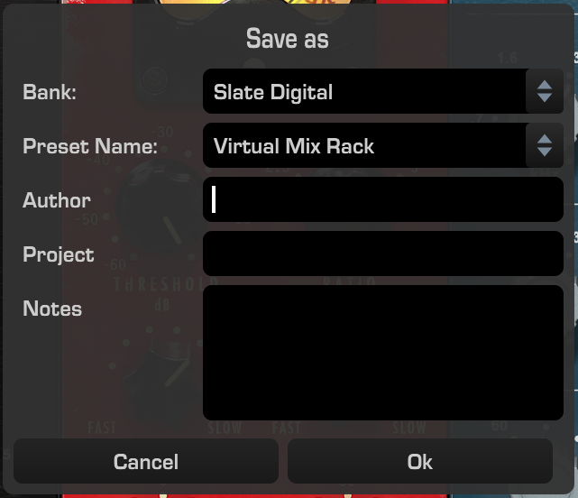 Preset de virtual mix rack system